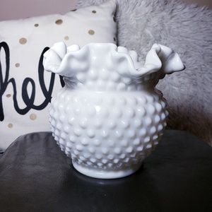 Large white hobnail vase